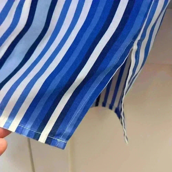 Foxcroft wrinkle-free Blue White stripe shirt Size 10 - Picture 4 of 9